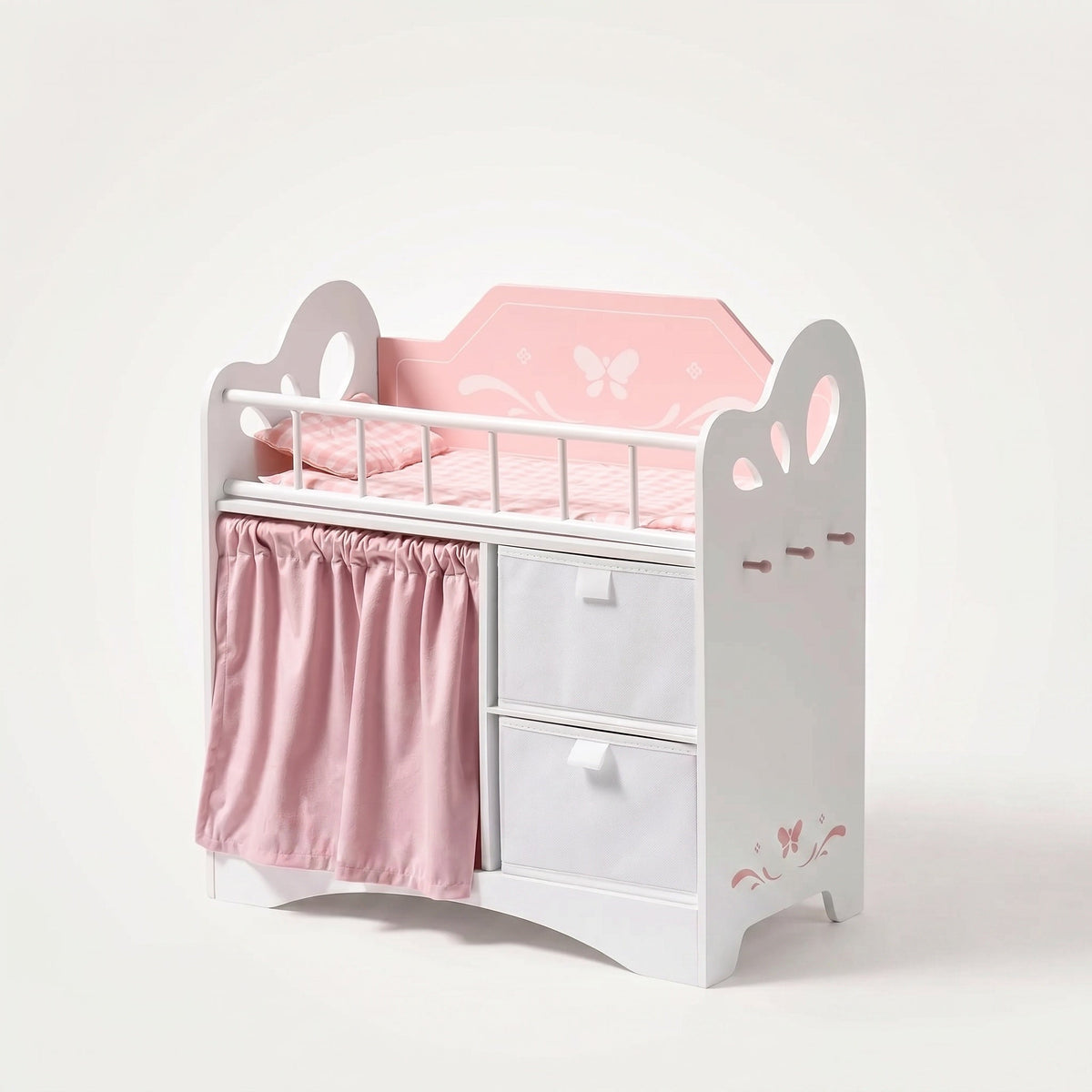 Montessori-Puppenbett mit Stauraum und Kleiderschrank