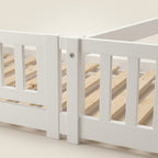 Montessori-Bodenbett aus weißem Massivholz