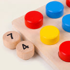 Montessori-Lernspiel zum Erlernen von Zahlen und Farben aus Holz