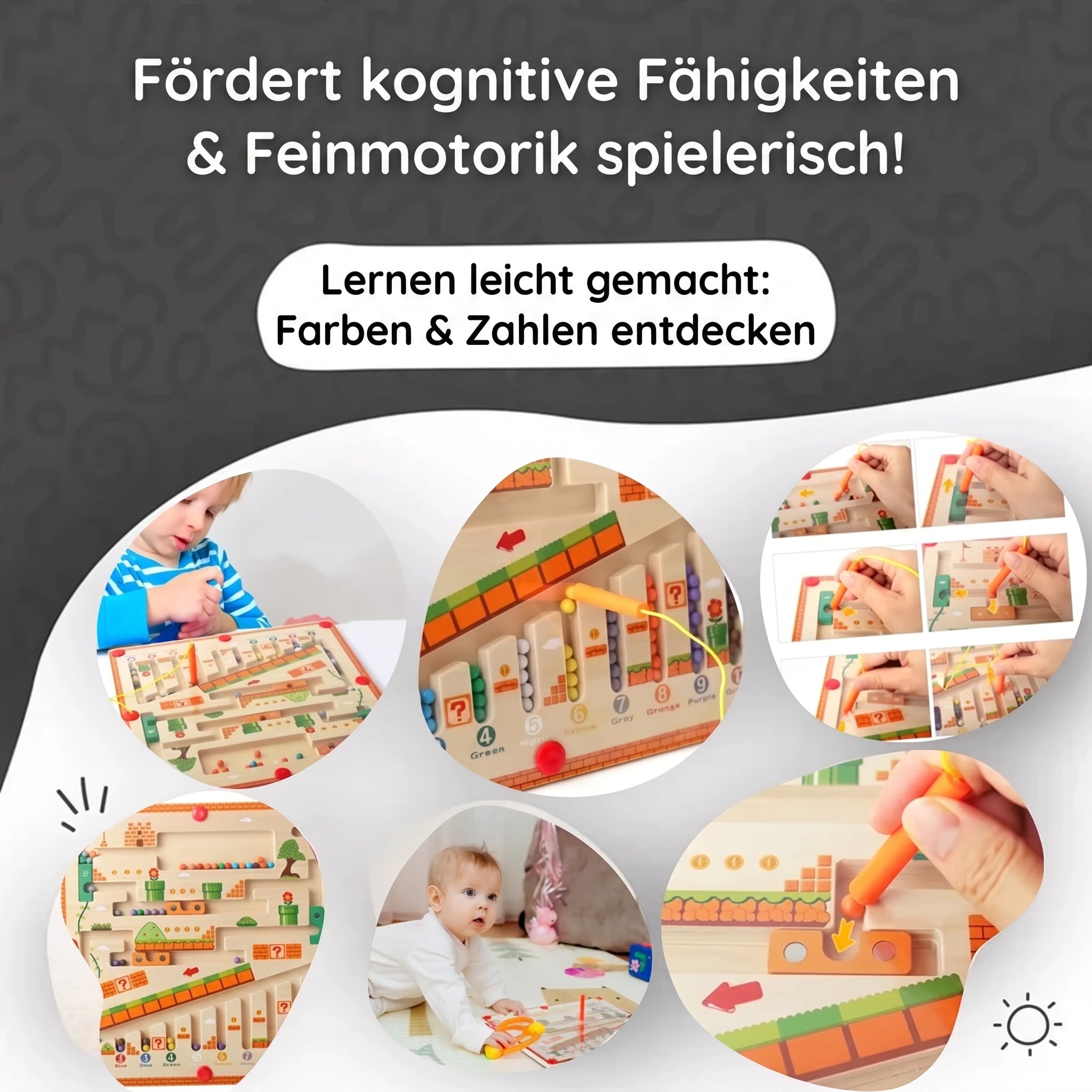 Montessori-Labyrinth aus Farben und Zahlen