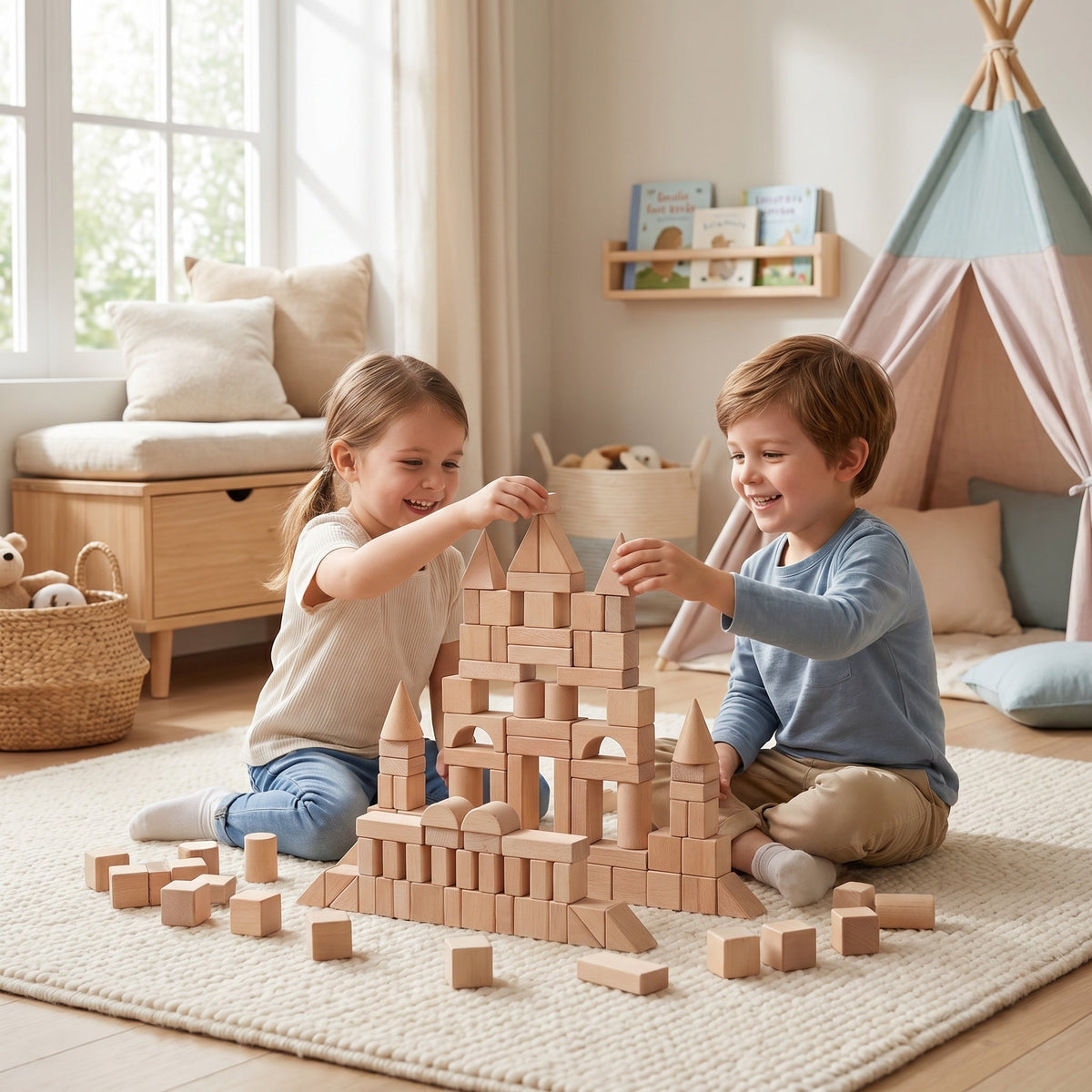 Montessori-Bausteine aus Naturholz
