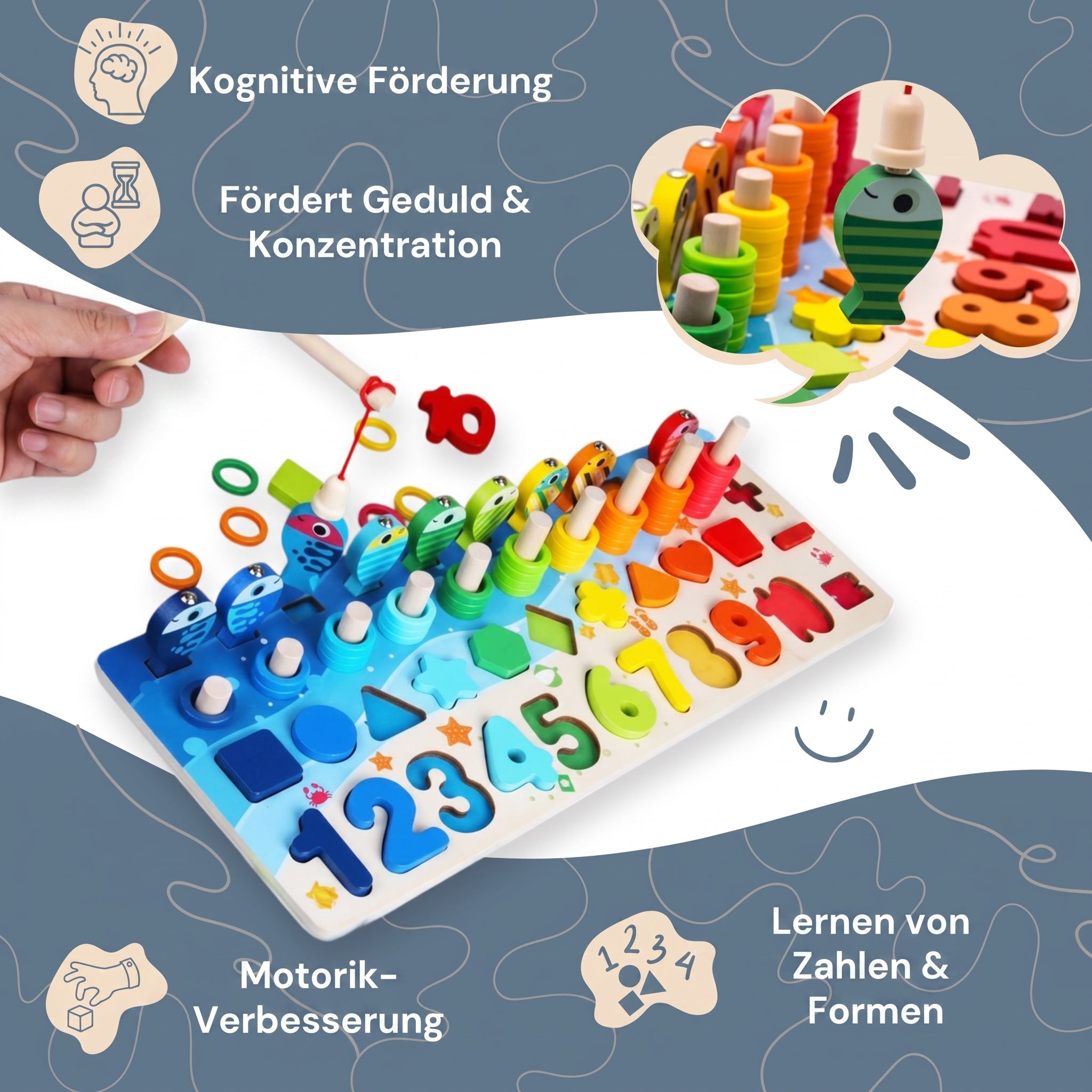 Montessori-Spiel: Angeln und Formen