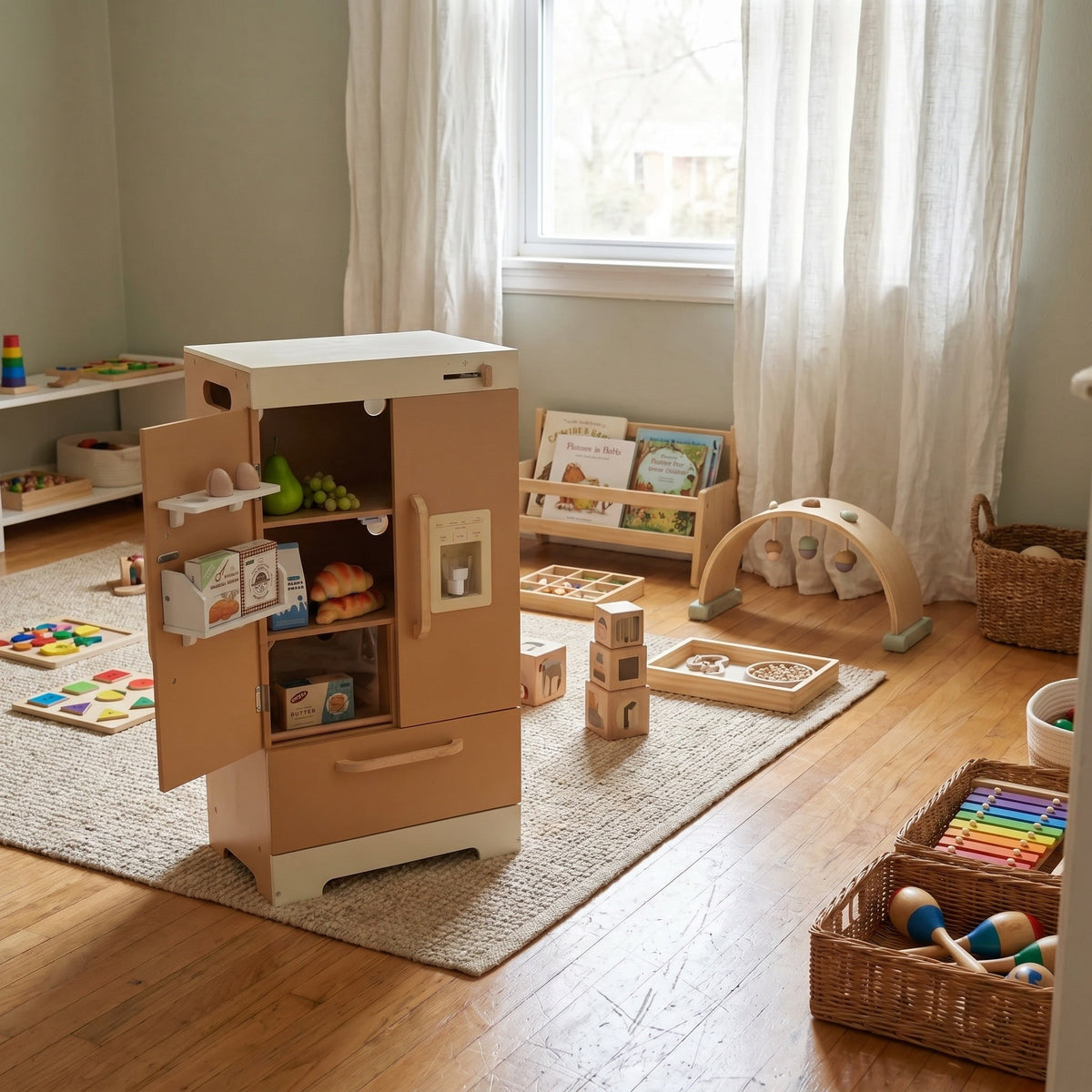 Multifunktionales Montessori-Spielmöbel aus Holz für Kinder