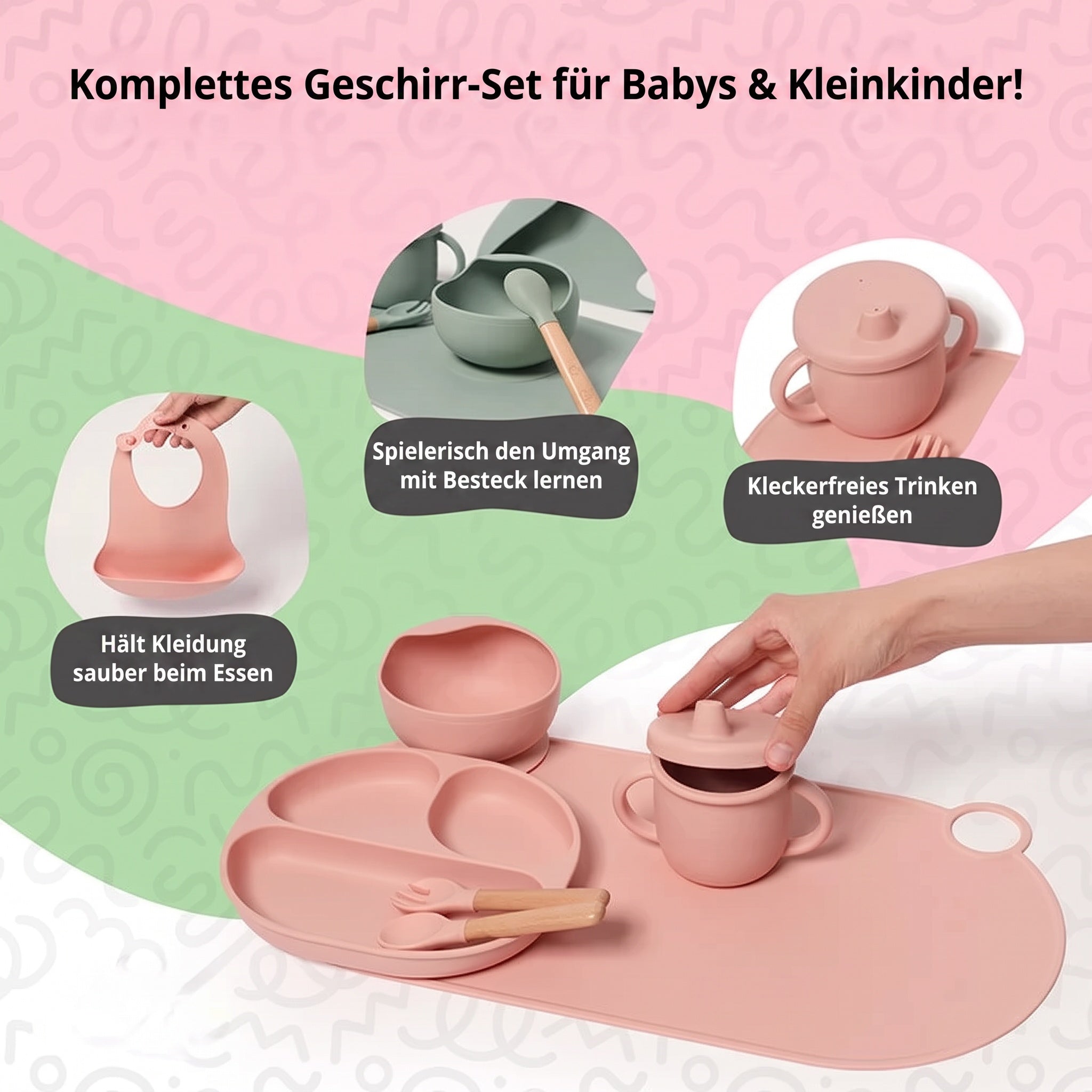 Montessori-Geschirrset aus Silikon für Babys