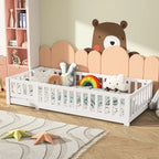 Montessori-Bodenbett aus weißem Massivholz