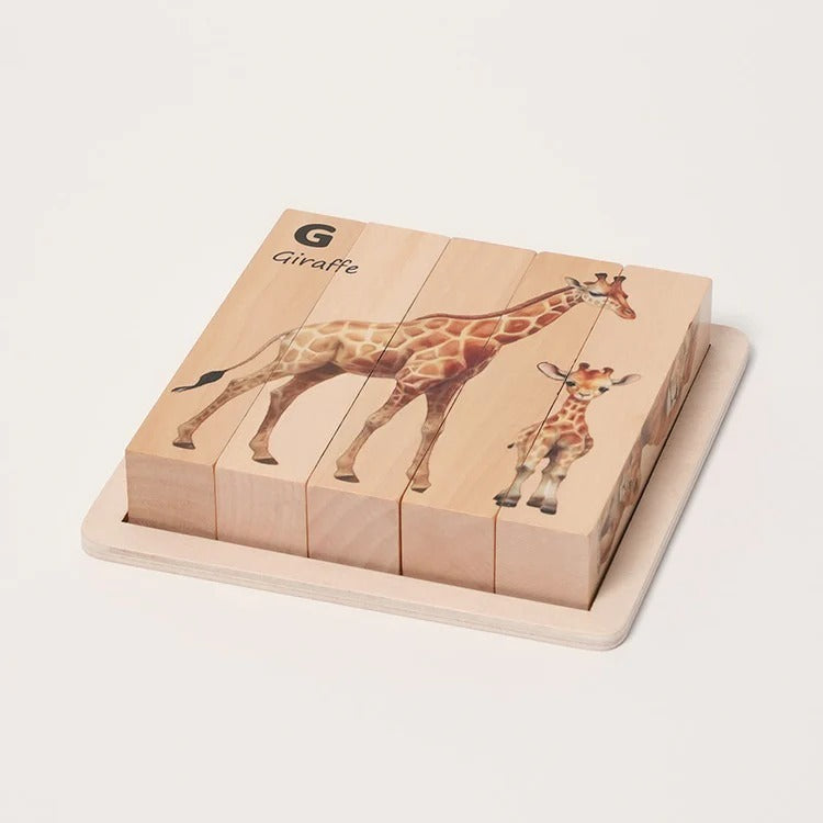 Montessori-Holzpuzzles mit Tiermotiven