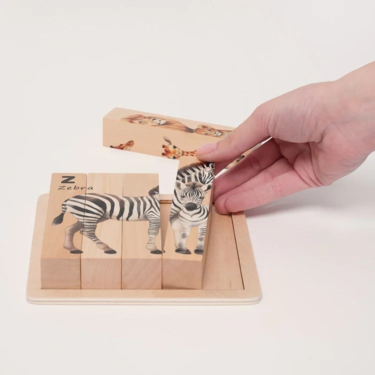 Montessori-Holzpuzzles mit Tiermotiven