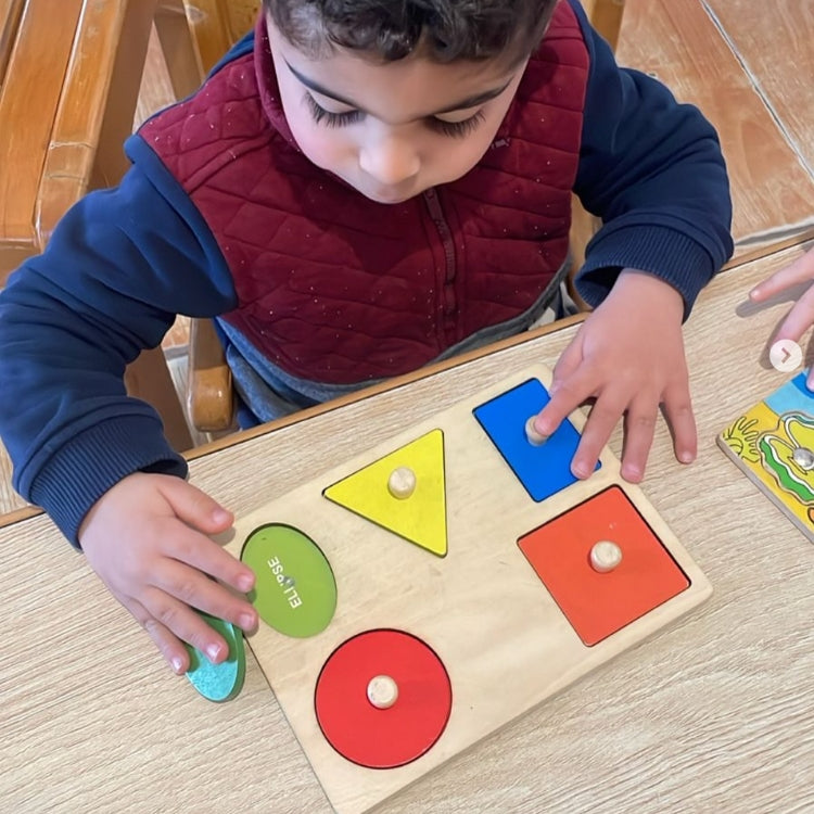 Montessori-Puzzle: Geometrische Formen und Farben