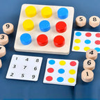 Montessori-Lernspiel zum Erlernen von Zahlen und Farben aus Holz
