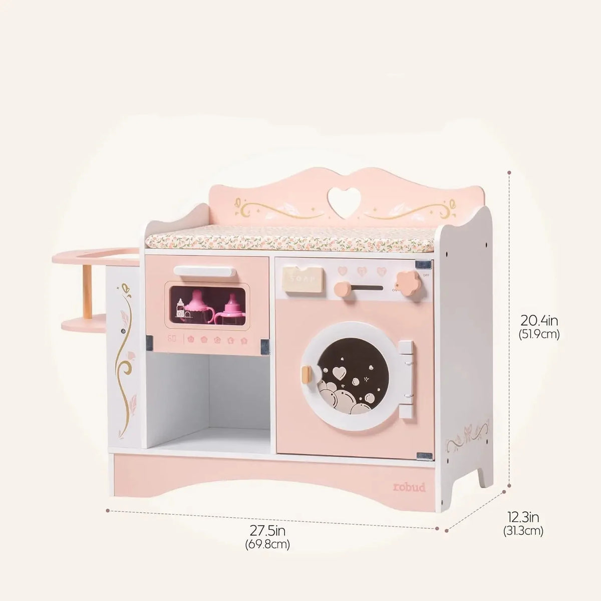 6-in-1-Wickeltisch aus Holz für Montessori-Puppenbabys