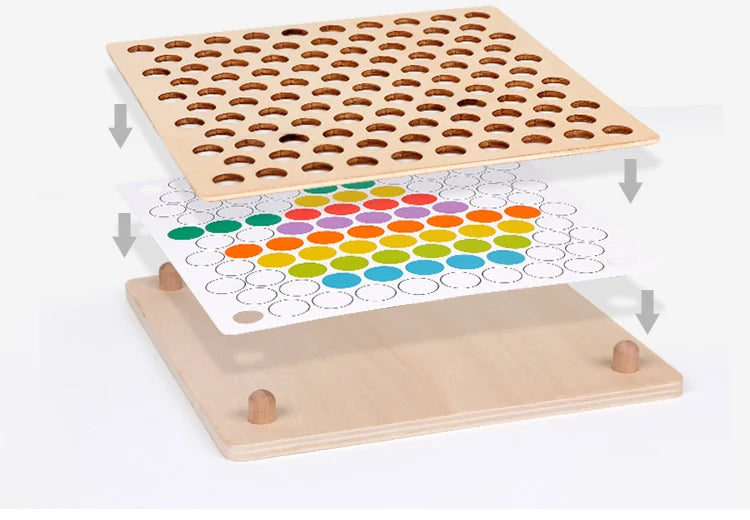 Montessori-Farbtabelle mit Perlen