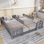 Montessori-Doppelbett zum Aufstellen auf dem Boden mit Stern-Seitengittern