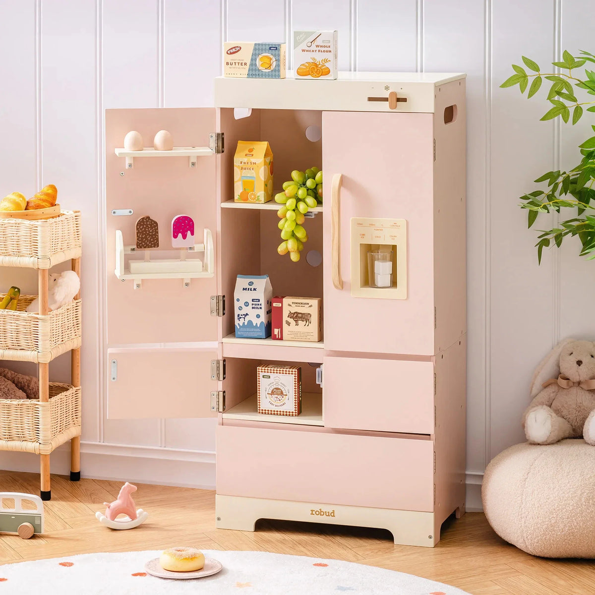 Multifunktionales Montessori-Möbelstück aus Holz für Kinder