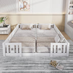 Montessori-Doppelbett zum Aufstellen auf dem Boden mit Stern-Seitengittern