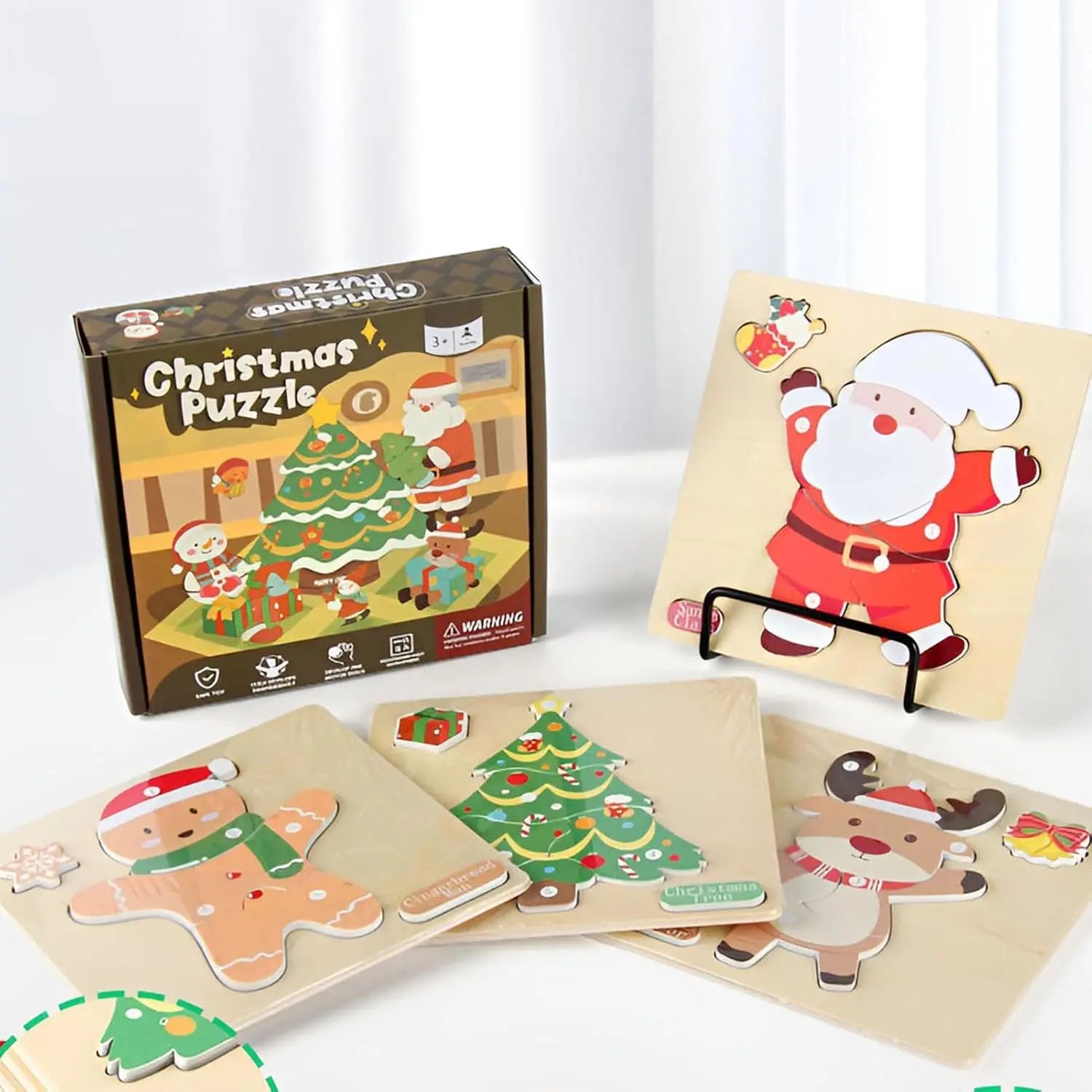 4er-Set Montessori-Weihnachtspuzzles