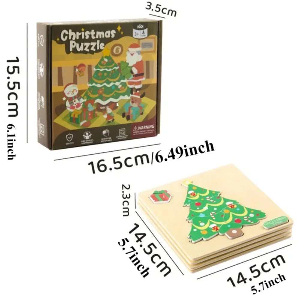 4er-Set Montessori-Weihnachtspuzzles