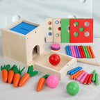 Montessori-Box mit Formen und Farben und Bällen