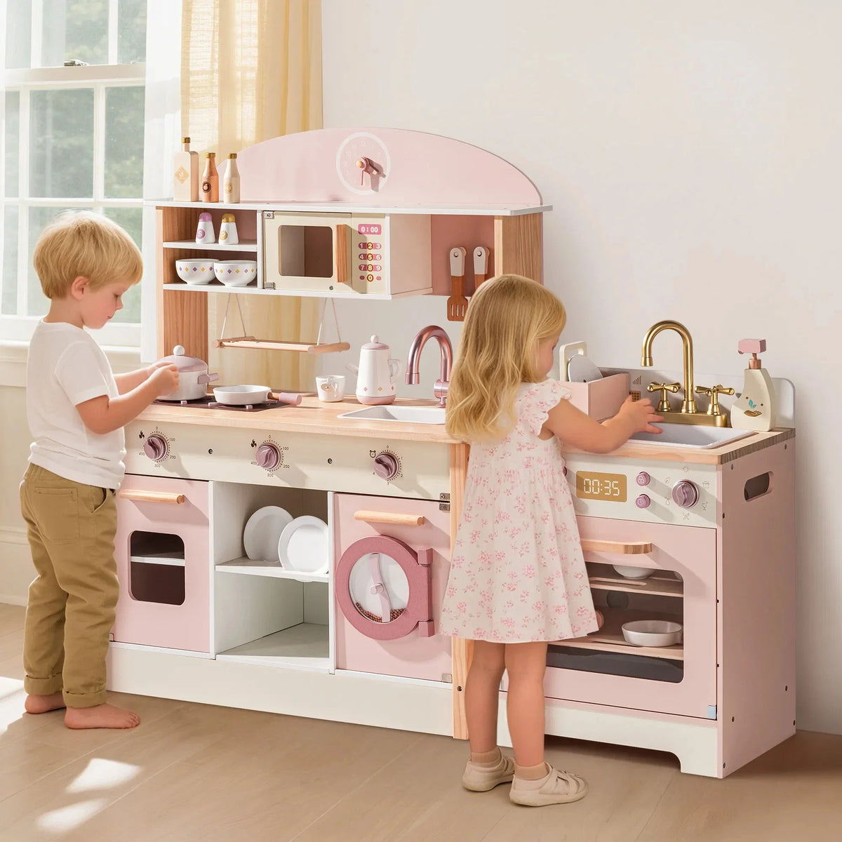 Multifunktionales Montessori-Möbelstück aus Holz für Kinder