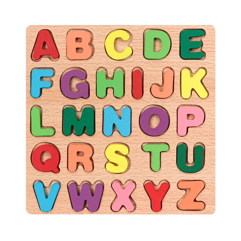 Montessori-Holzpuzzle – Buchstaben, Zahlen und Formen