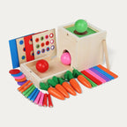 Montessori-Box mit Formen und Farben und Bällen