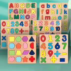 Montessori-Holzpuzzle – Buchstaben, Zahlen und Formen
