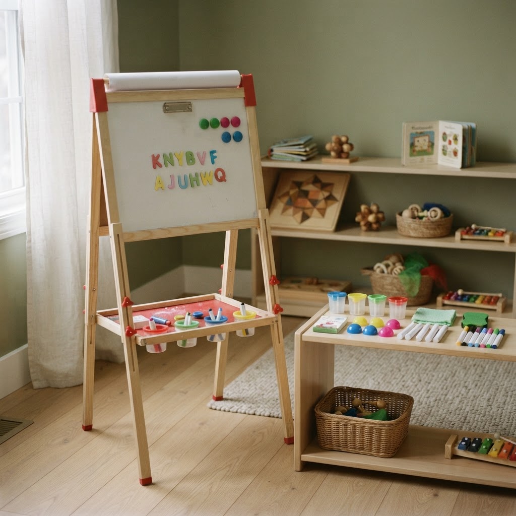 Doppelseitiges Montessori-Holztableau
