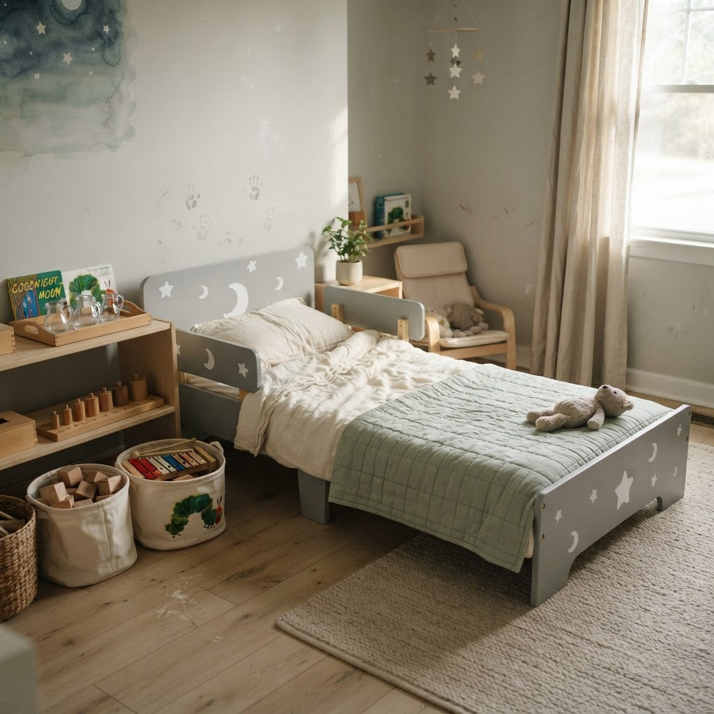Montessori-Bett Kinder Mond & Sterne