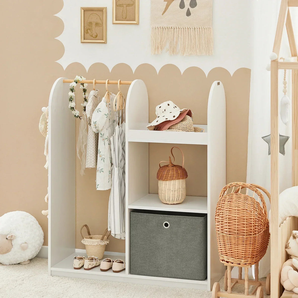Offener Kinderkleiderschrank aus Holz Tilda Kids