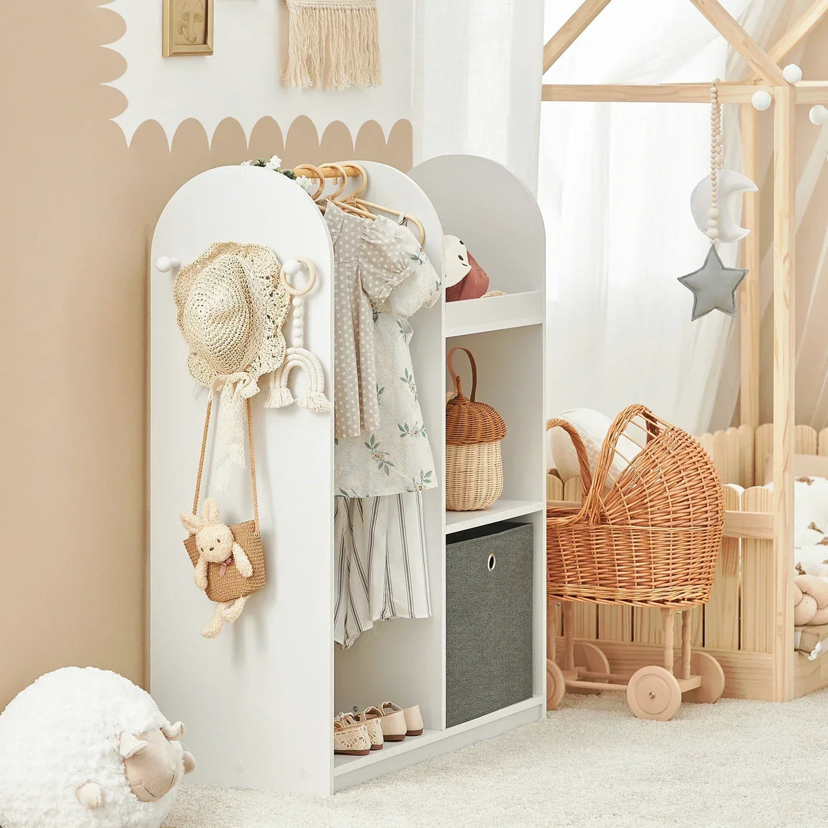 Offener Kinderkleiderschrank aus Holz Tilda Kids