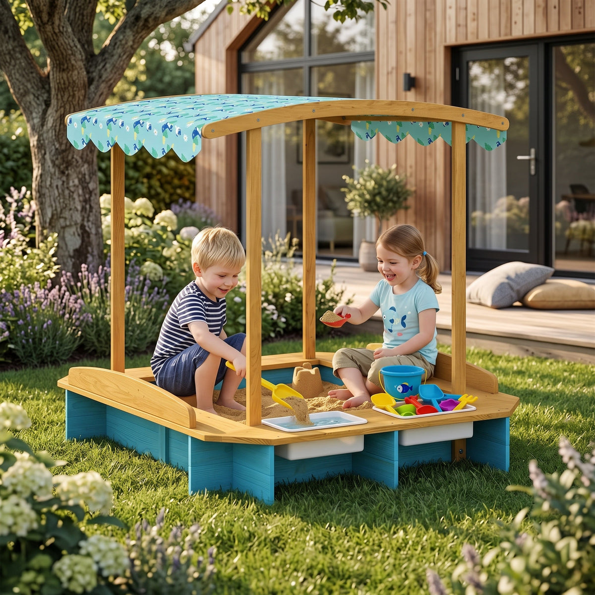 Montessori-Sandkasten mit Dach