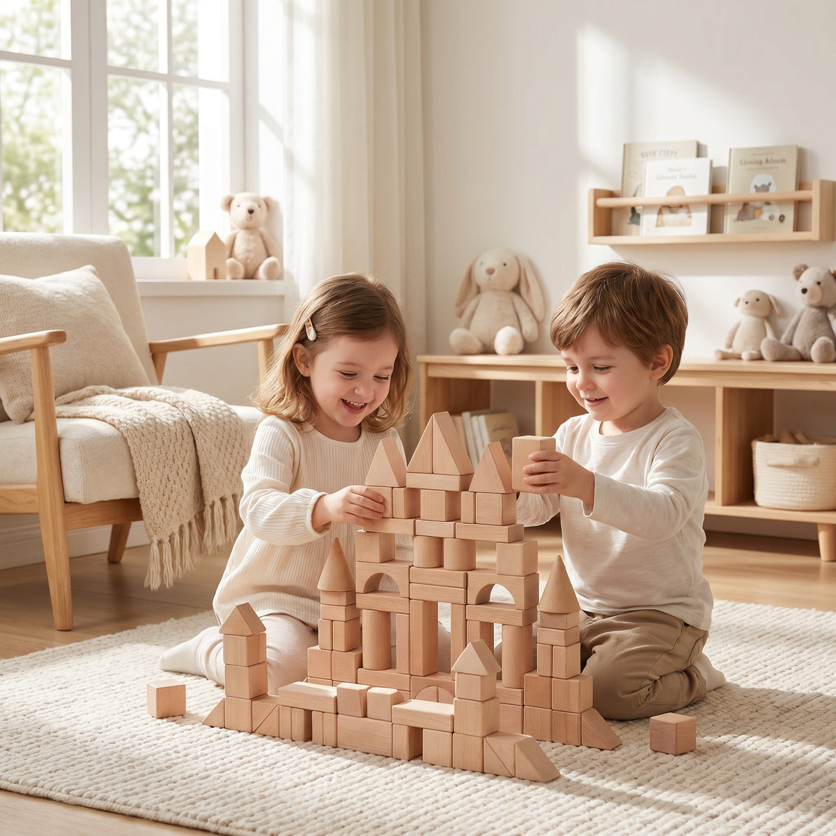Montessori-Bausteine aus Naturholz