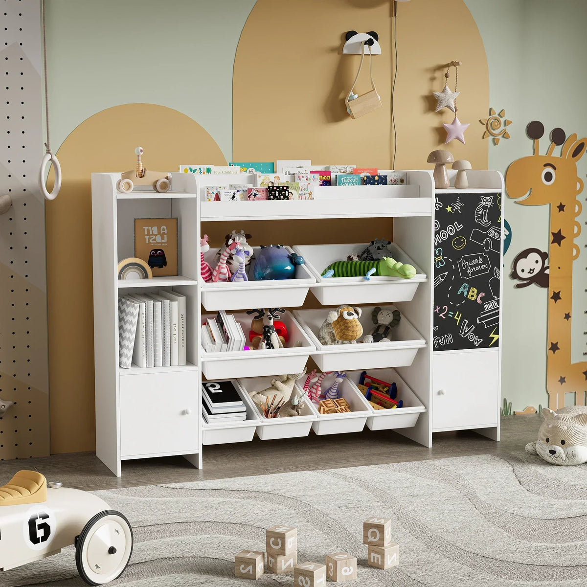 Weißes Kinderregal mit Stauraum und Tafelfläche Tilda Kids