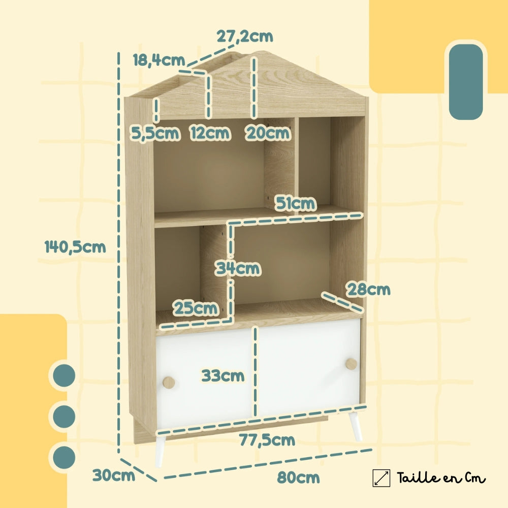 Kinder-Holzregal Haus mit Schiebetüren Tilda Kids