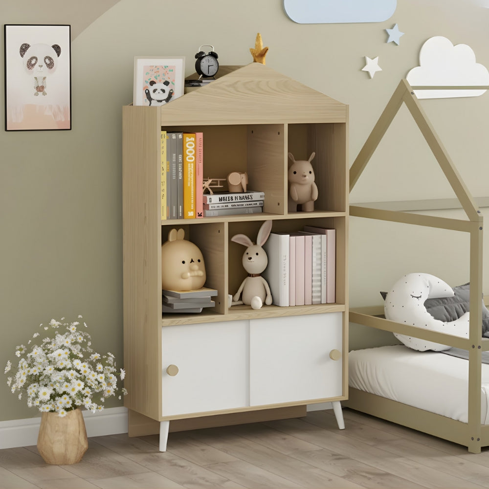Kinder-Holzregal Haus mit Schiebetüren Tilda Kids