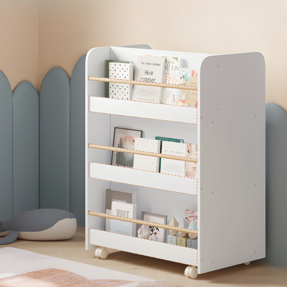 Mobile Kinderbibliothek mit Rädern und Fächern Tilda Kids