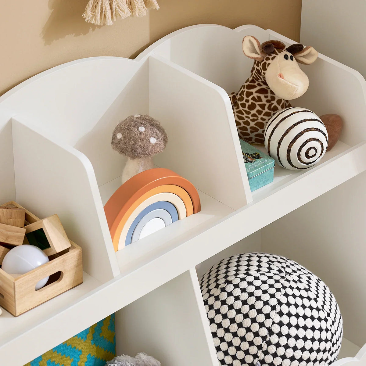 Montessori Kinderbibliothek 5 weiße Fächer Lilla Kids