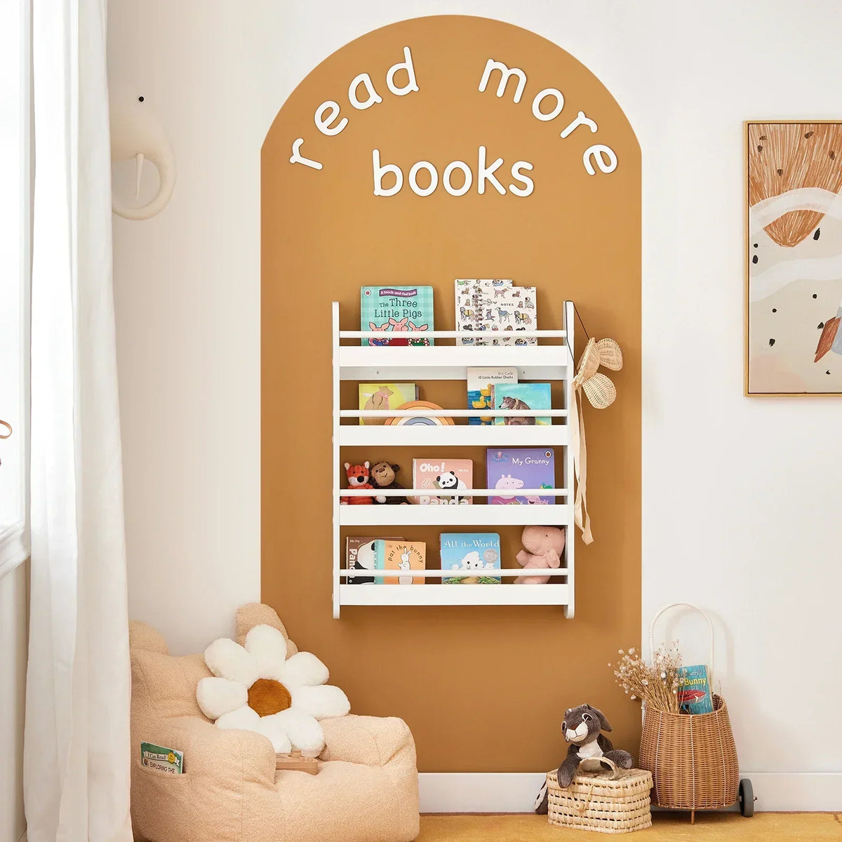 Weiße Wandbibliothek mit 4 Fächern für Kinder Tilda Kids