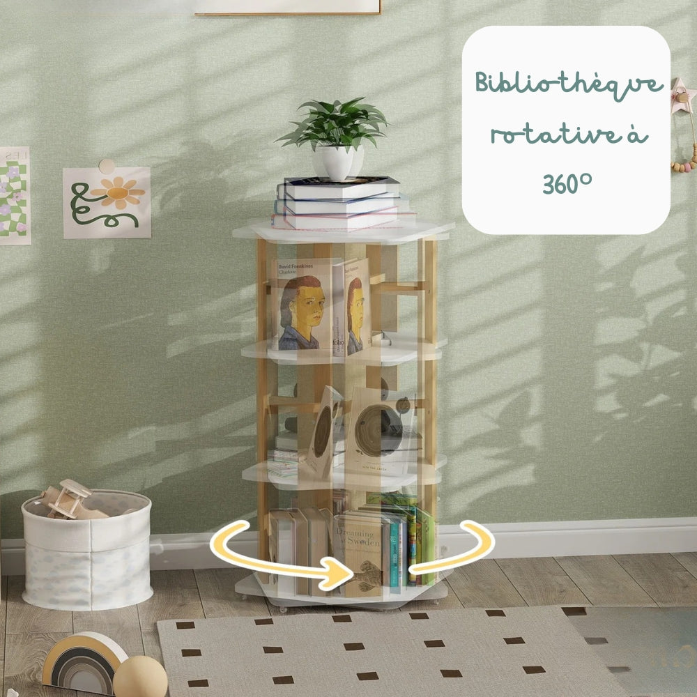 Drehbares Kinderregal aus weißem Holz Tilda Kids