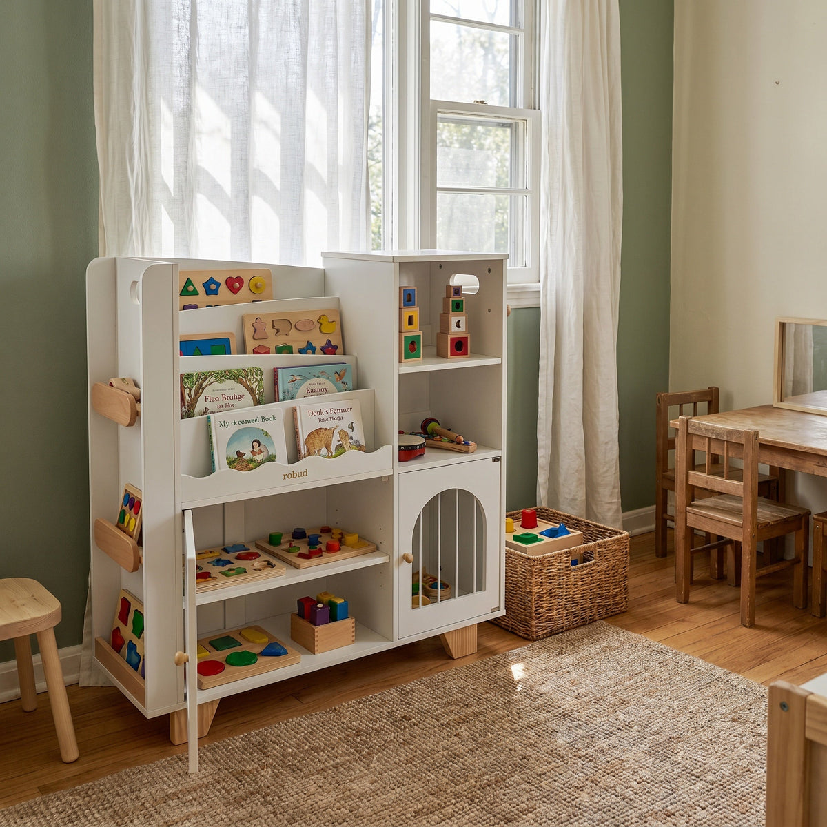 Montessori-Bücherregal aus Holz