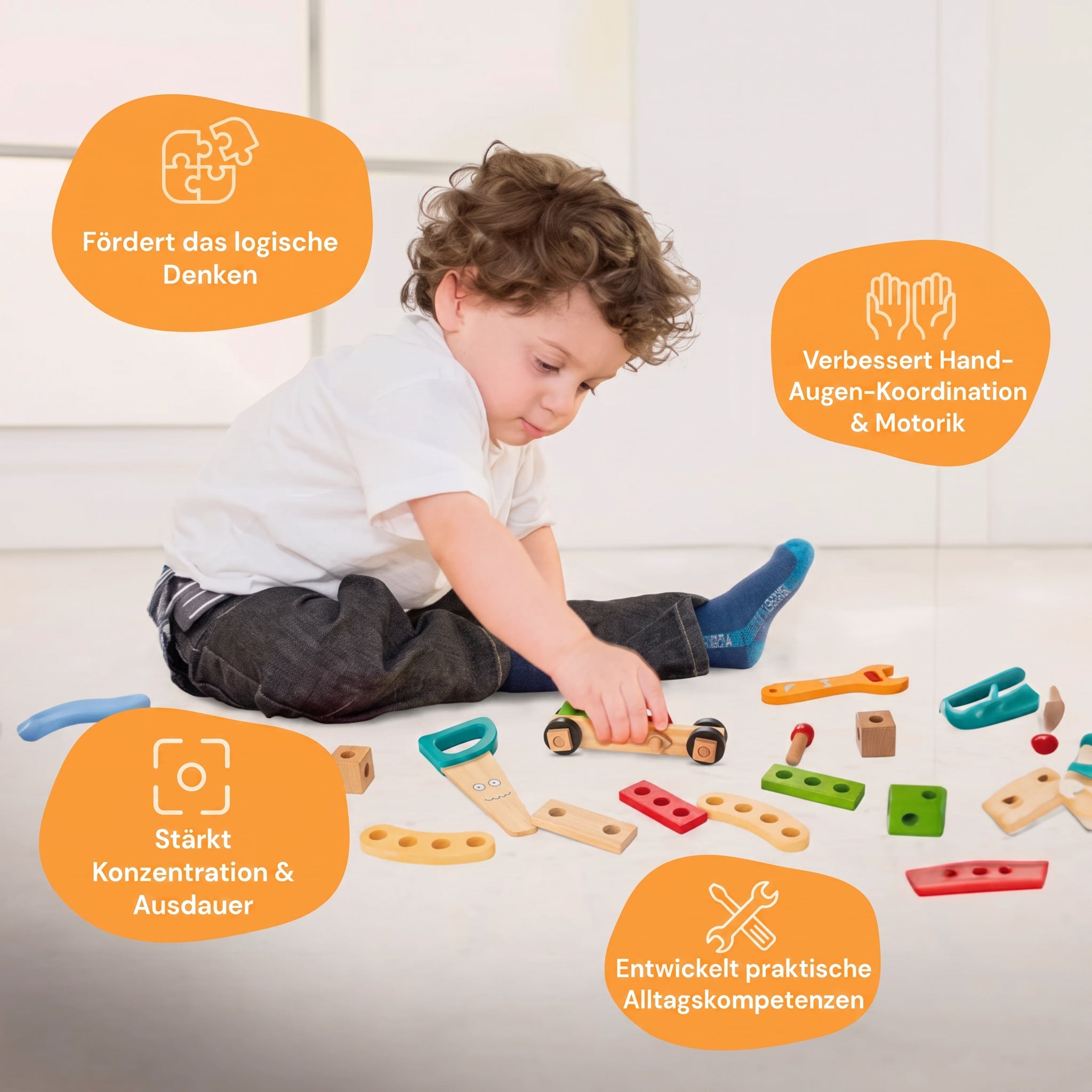 Montessori-Werkzeugkasten aus Holz