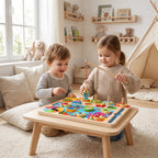 Montessori-Angelspiel aus Holz mit Farbsortierung