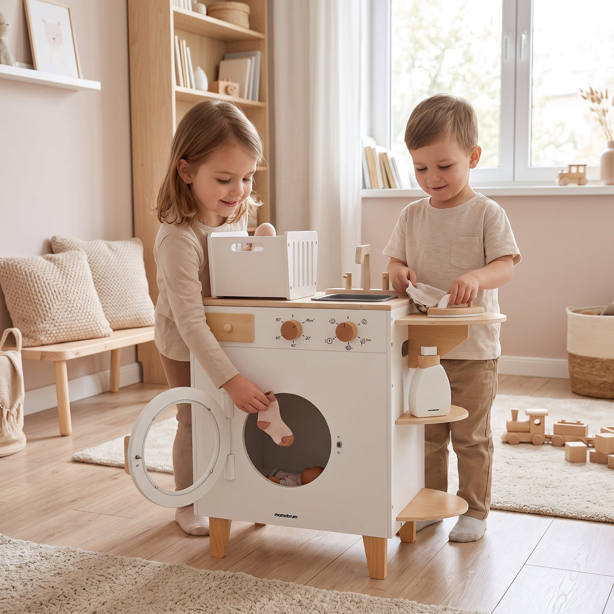 Montessori-Waschmaschine aus Holz