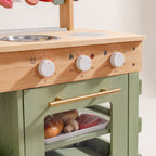 Montessori-Küche aus Holz mit Spüle, Backofen und Zubehör