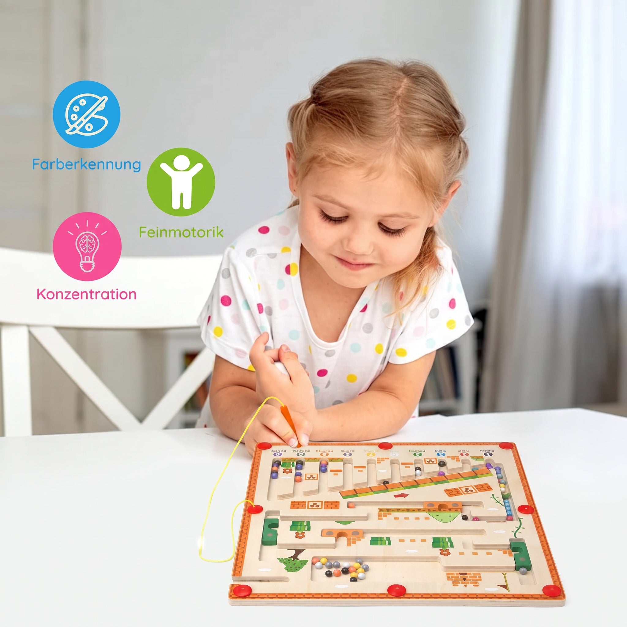 Montessori-Labyrinth aus Farben und Zahlen