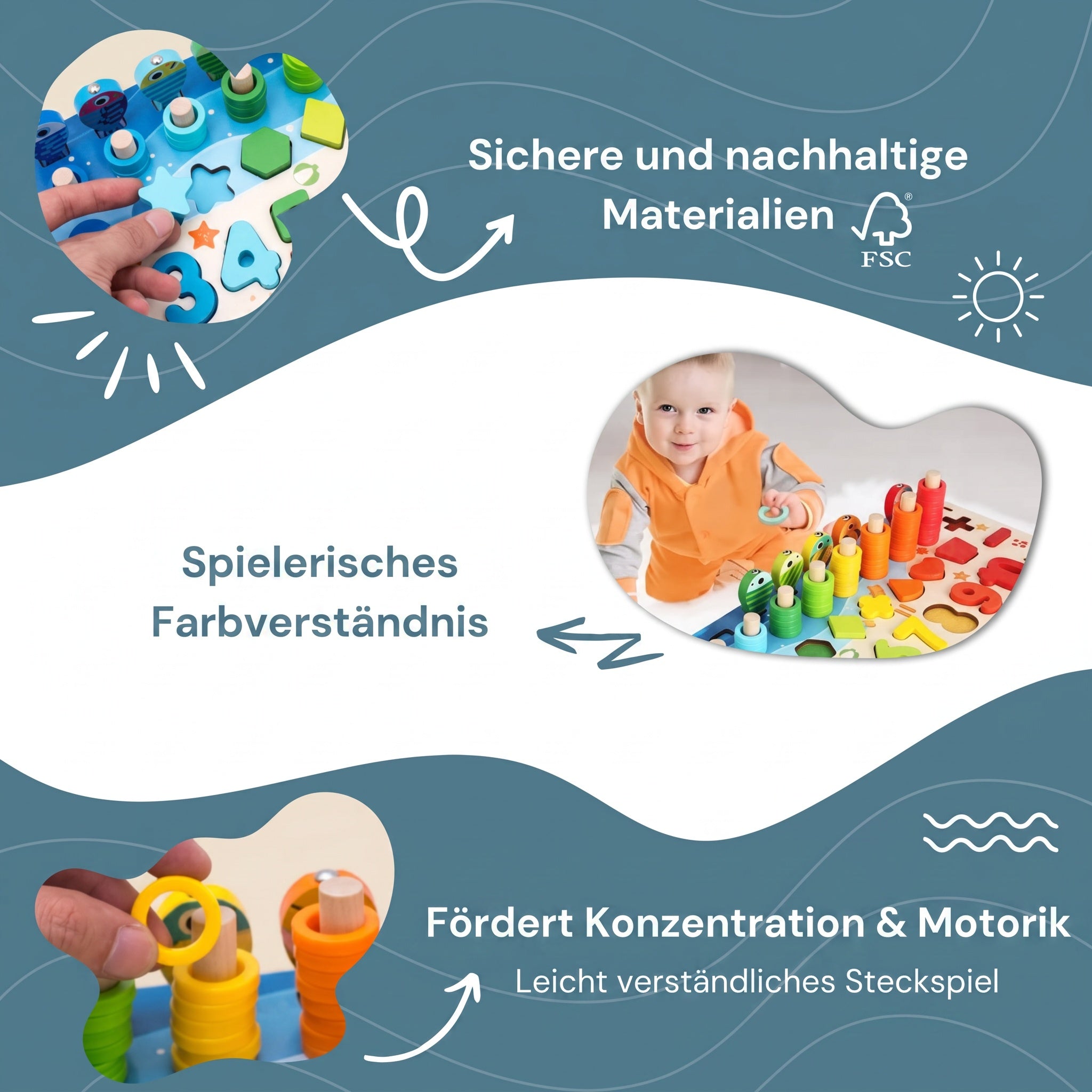 Montessori-Spiel: Angeln und Formen