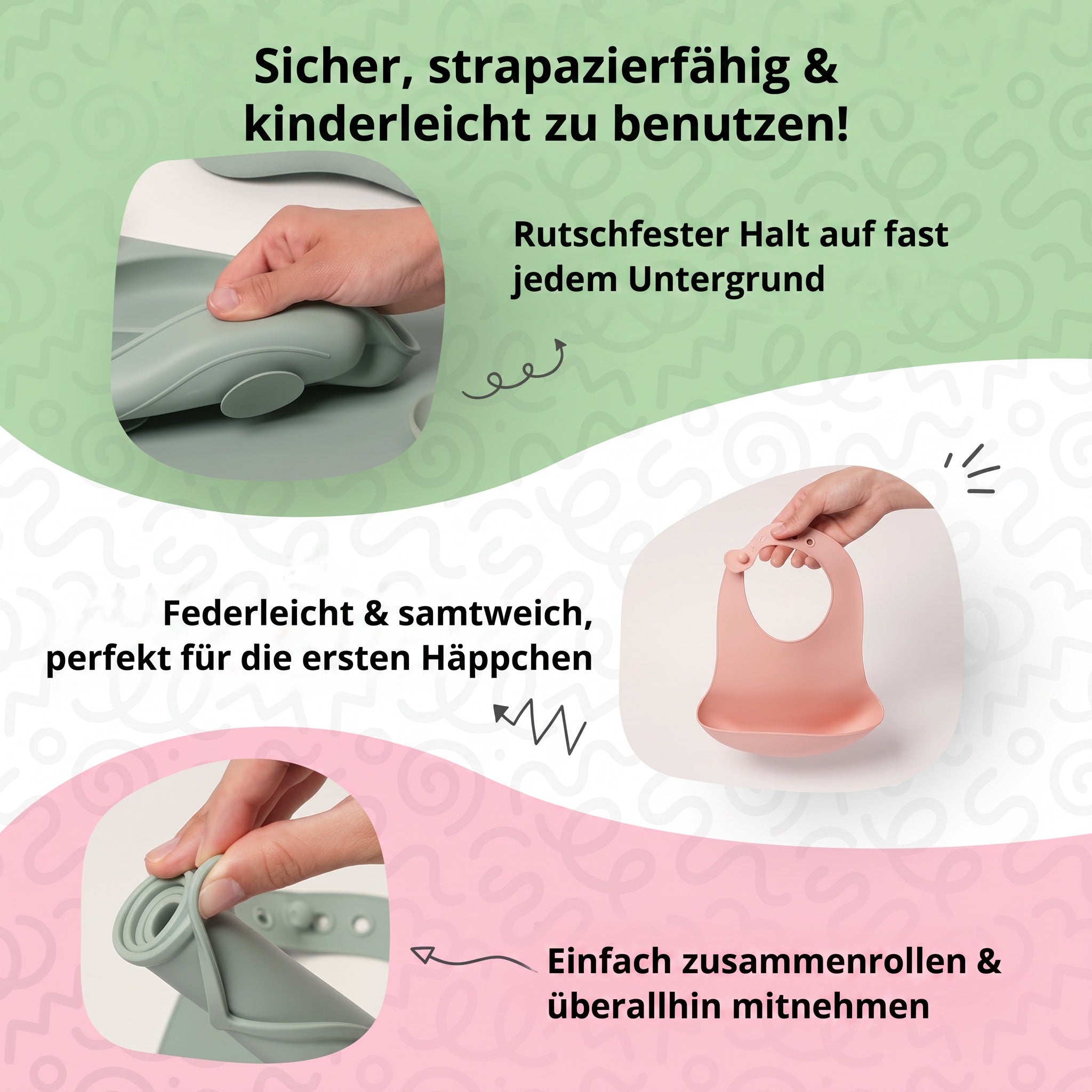 Montessori-Geschirrset aus Silikon für Babys
