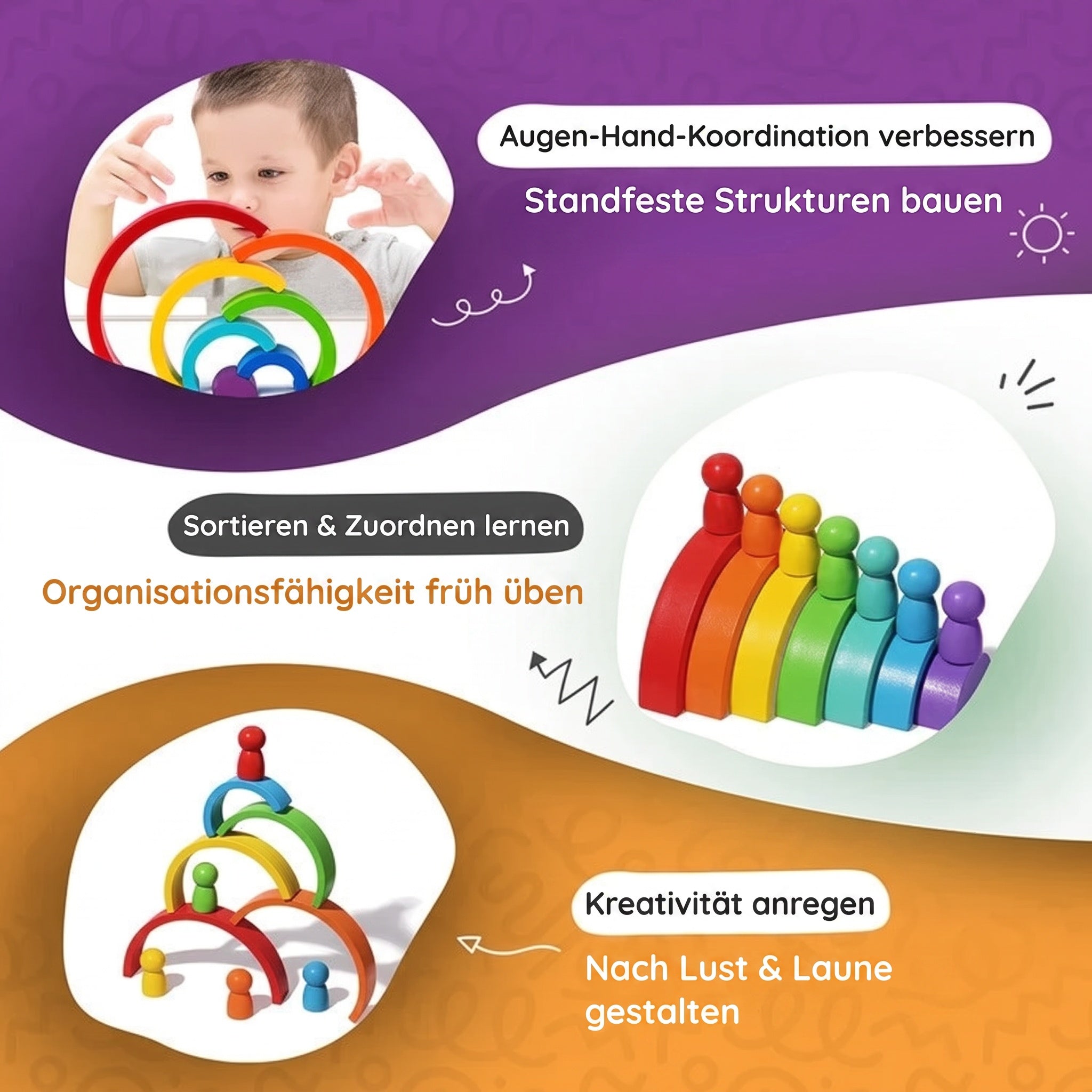 Regenbogen und Montessori-Figuren