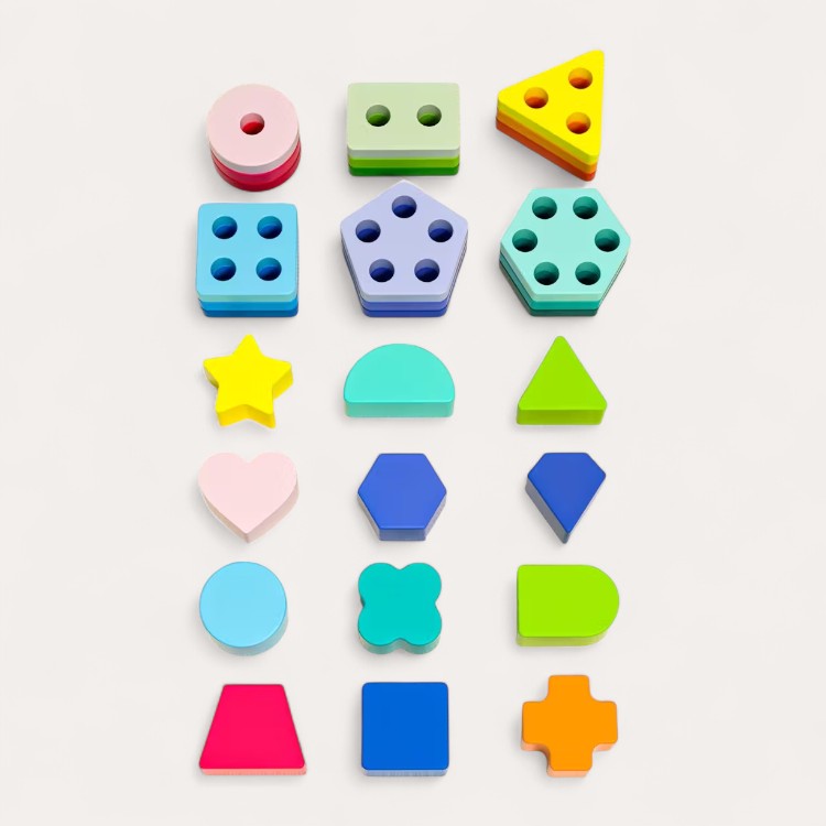 Montessori-Stapelspielzeug mit geometrischen Formen