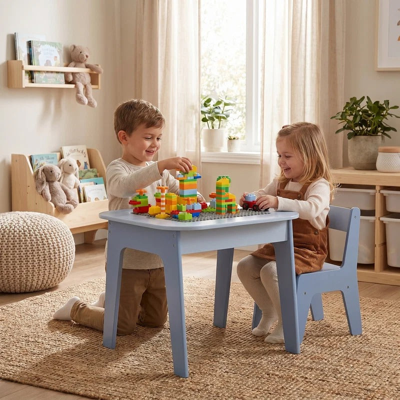 4-in-1-Montessori-Aktivitäten-Tisch mit Stühlen