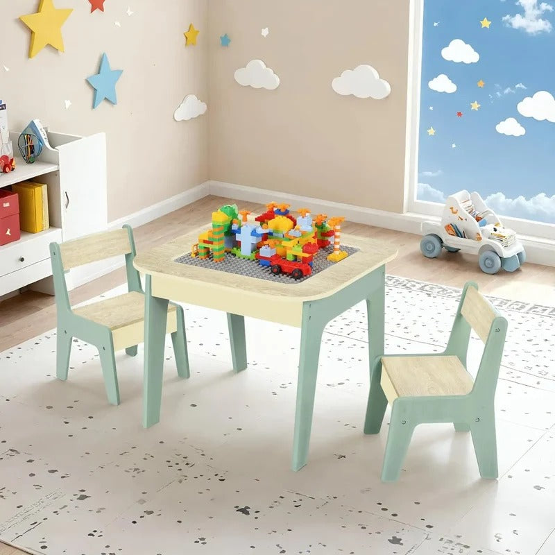 4-in-1-Montessori-Aktivitäten-Tisch mit Stühlen
